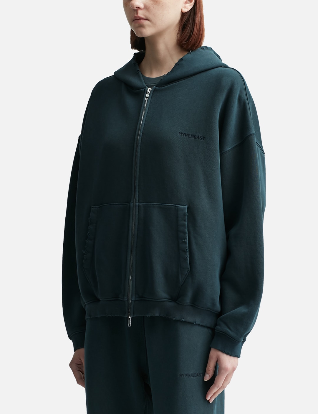 GARMENT DYED LOGO ZIP-UP HOODIE view 8