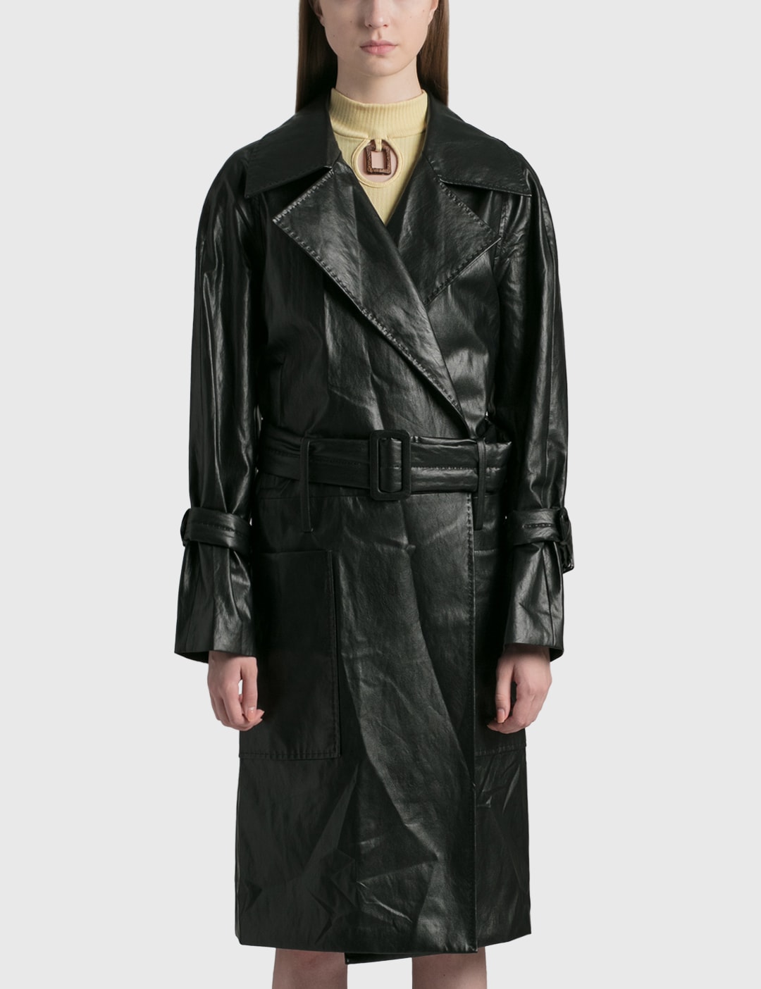 Faux Leather Trench Coat Placeholder Image