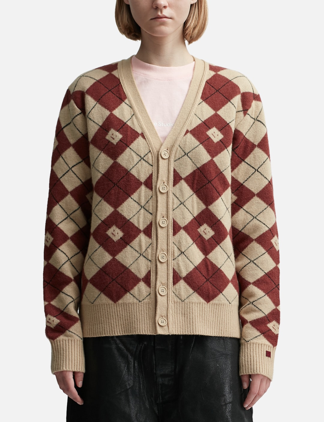 Check Wool Cashmere Cardigan in Birch brown - Women