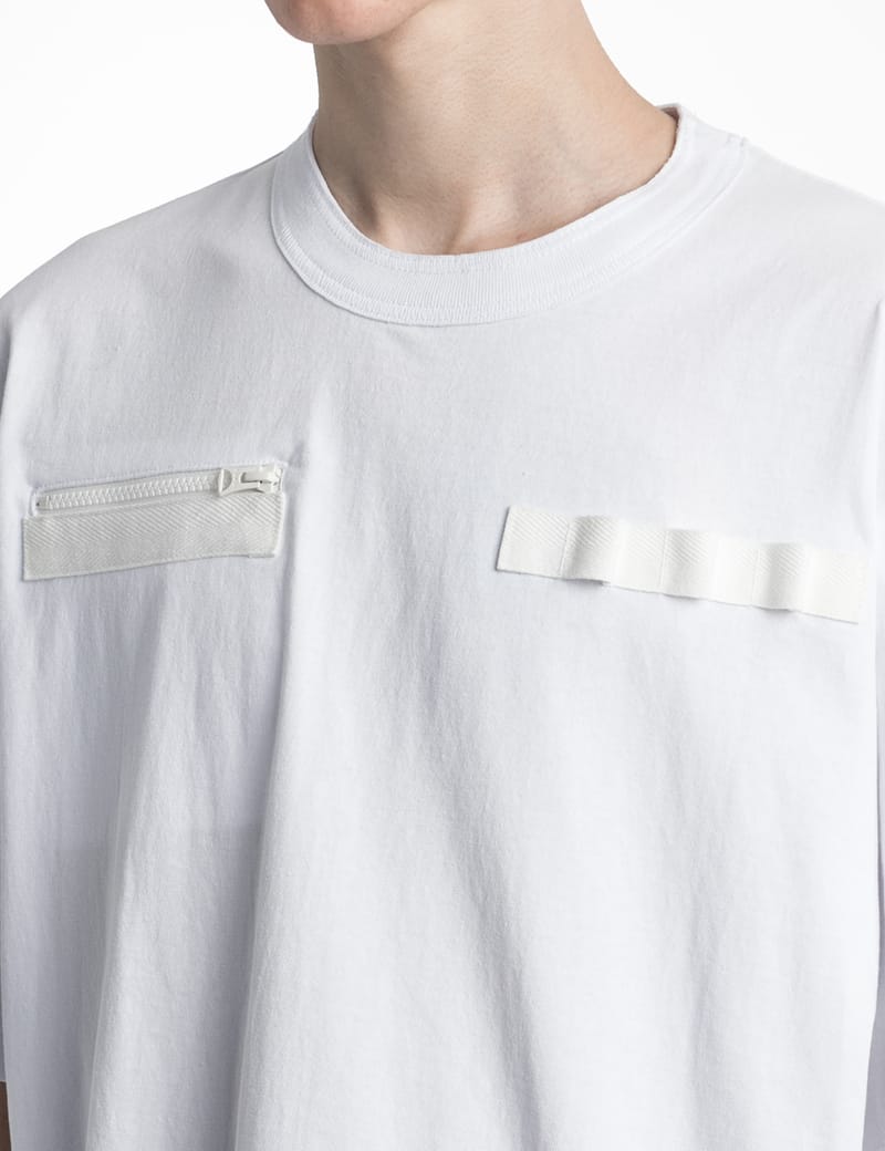 sacai ribbed-panelling poplin shirt - White