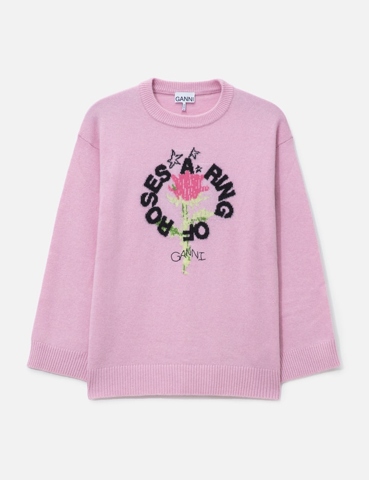 Ganni Graphic Wool Oversized Crewneck