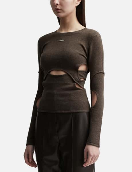 CUT-OUT WOOL AND CASHMERE BLEND TOP view 7