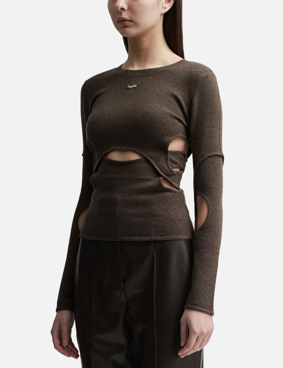 CUT-OUT WOOL AND CASHMERE BLEND TOP view 8