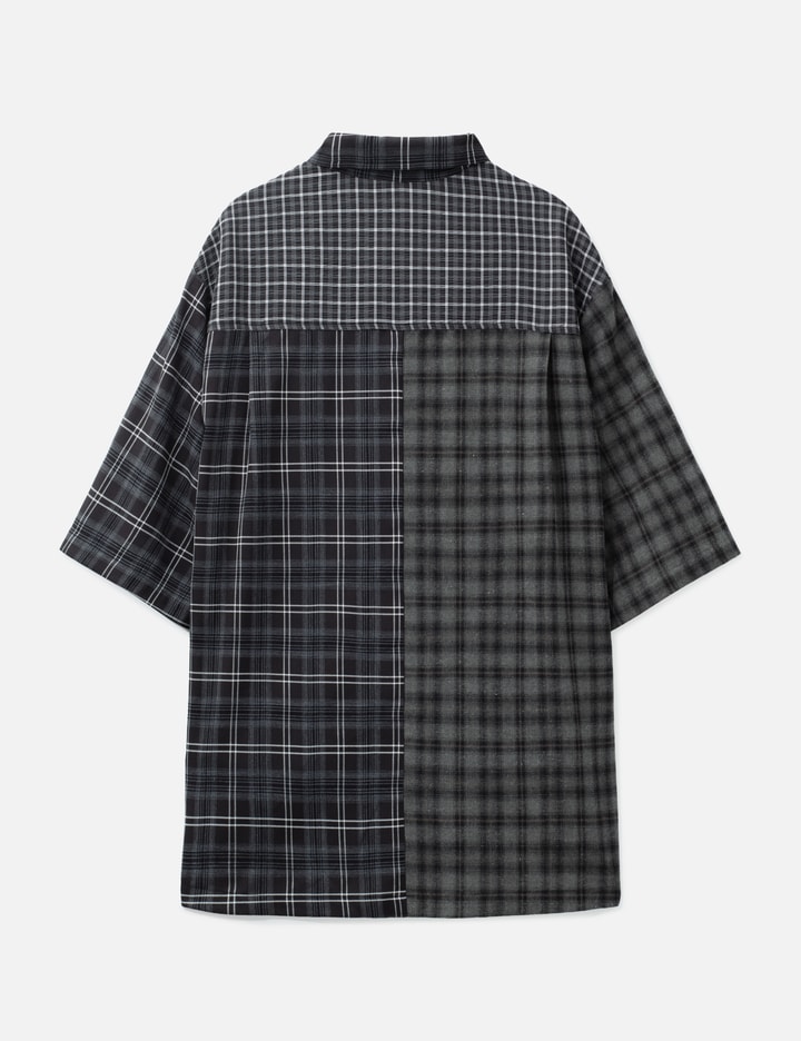 AJOBYAJO Check Mixed Short Sleeve Shirt
