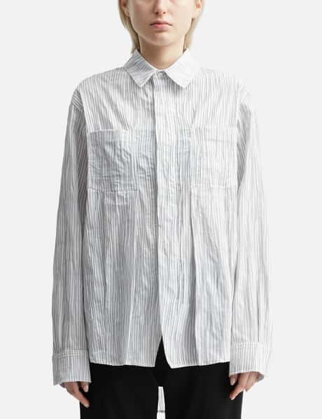 Ader Error Pleat Detail Stripe Long Sleeve Shirt