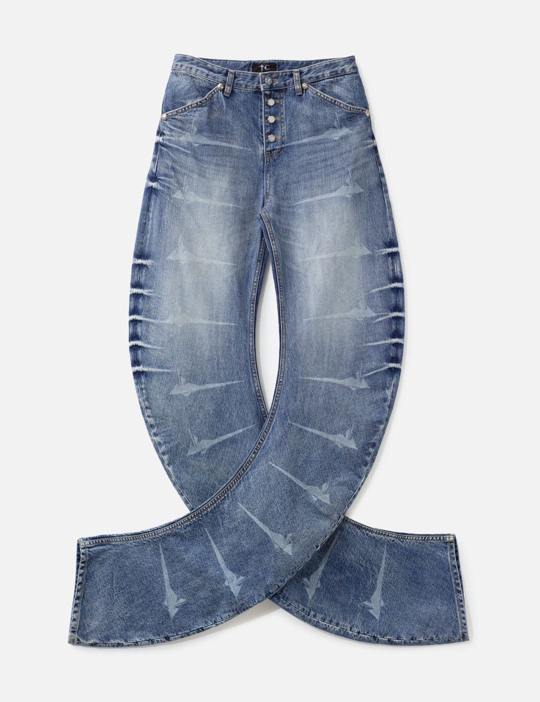 Laser Washed Parkour Denim Pants