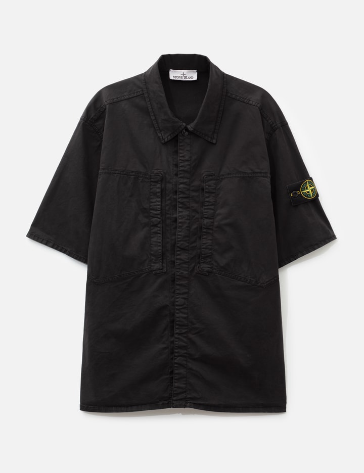 Stone Island Stretch Organic Cotton Twill Short-Sleeve Shirt