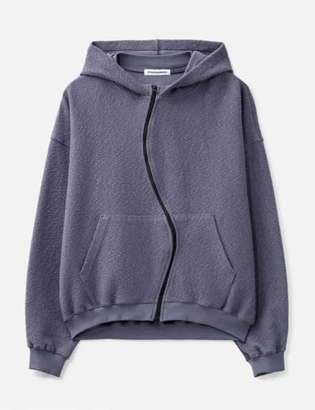 FFFPostalservice Curved Zip-Up Round Hem Hoodie