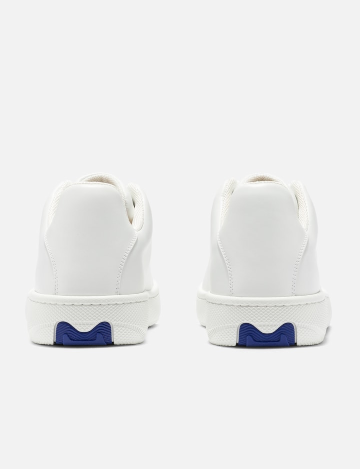 Shop Burberry Leather Box Sneakers In White