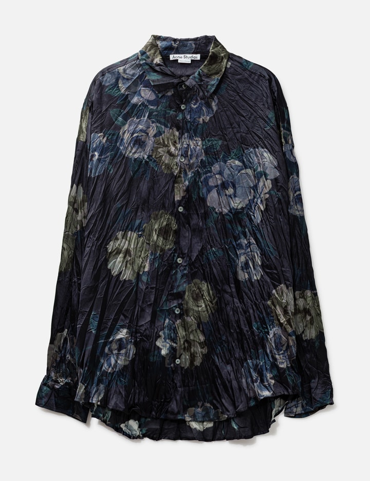 Acne Studios Setar Oversized Floral Print Crinkled-Satin Shirt