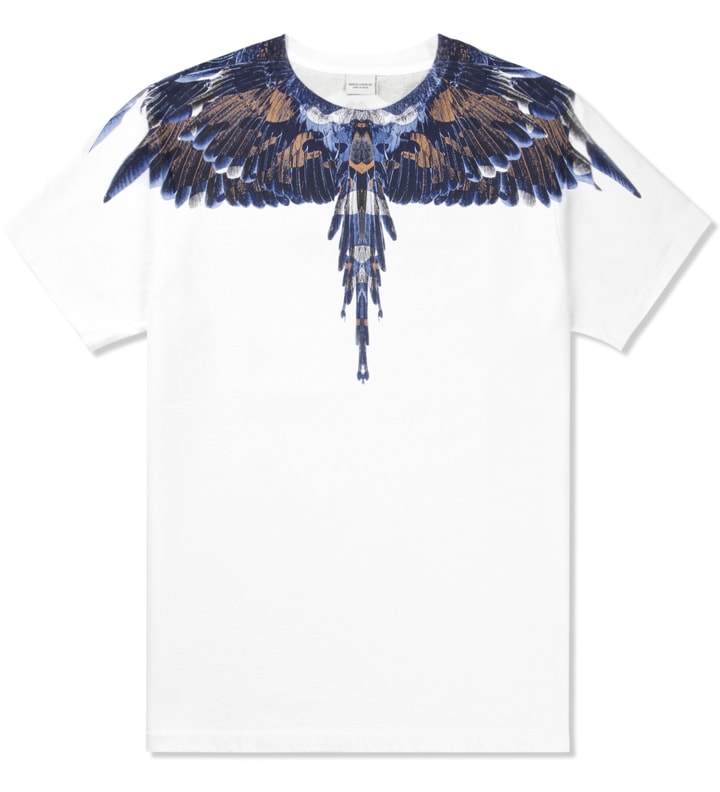 Marcelo Burlon - White Alas Blue Camu T-Shirt | - Globally Curated Fashion and