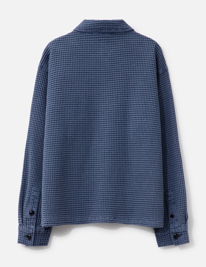 Brain Dead Waffle Button Front Shirt In Blue