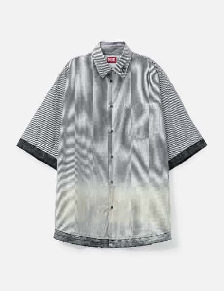 Diesel Distressed striped short-sleeve shirt