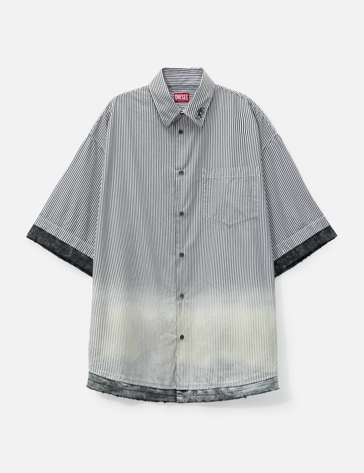 Distressed striped short-sleeve shirt Placeholder Image
