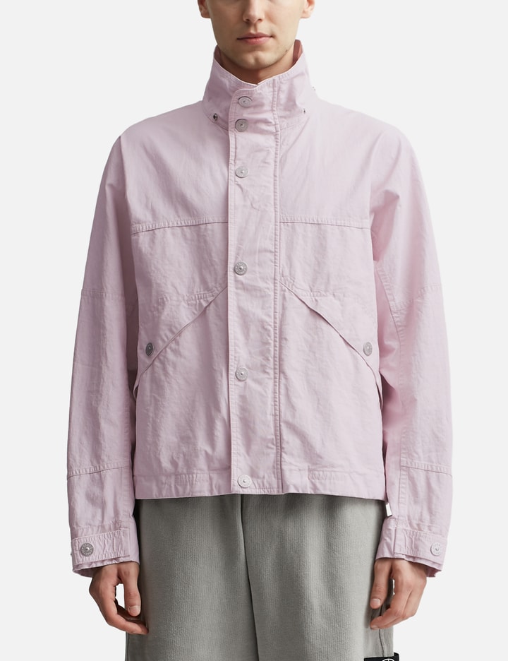 Shop Stone Island Marina_raw Plated Linen Hooded Blouson In Pink