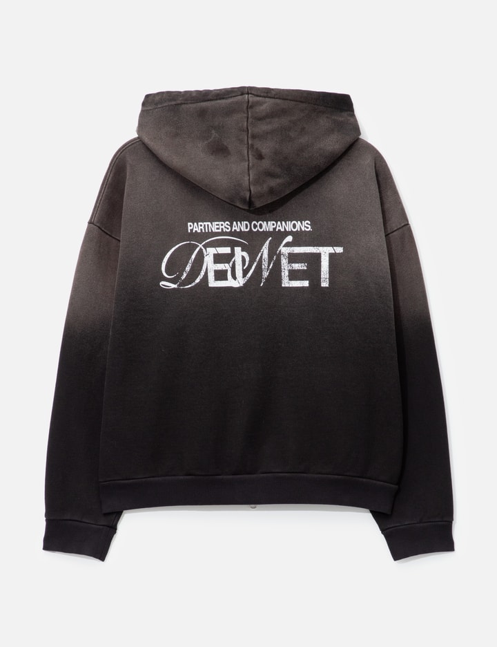 Deinet D Logo Washed Hood Zip-up In Black