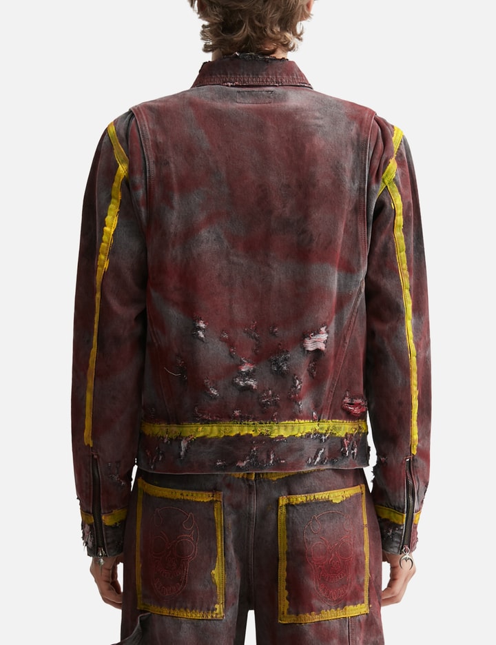THUG CLUB Red Washed Painted Line Jacket
