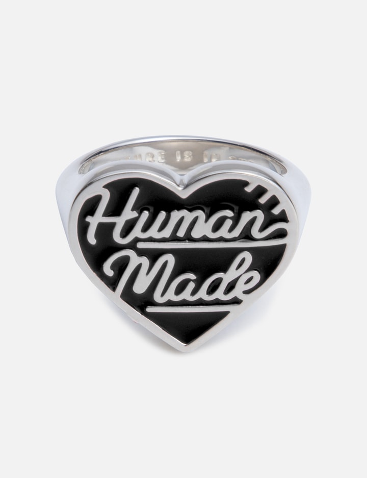 Human Made Heart Silver Ring In Black