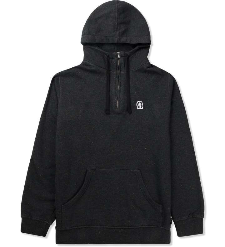 Black Horse Face Hooded 1/4 Zipper Sweater Placeholder Image