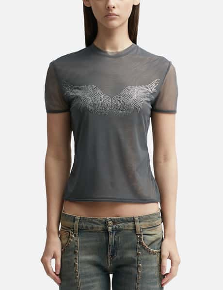 Blumarine TULLE WING FRONT TOP