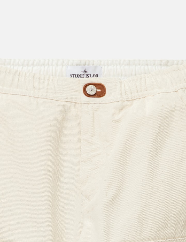 Stone Island Natural Cotton Gabardine Raw Beauty Chino Trousers In White