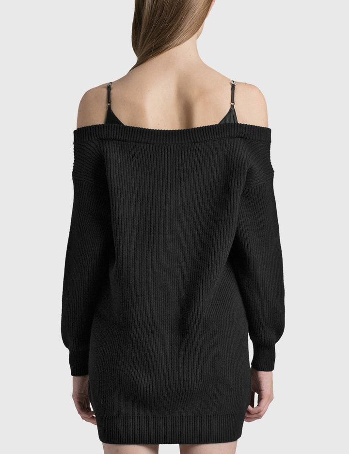 리브드 코튼 브이넥 스웨터 드레스 Placeholder Image