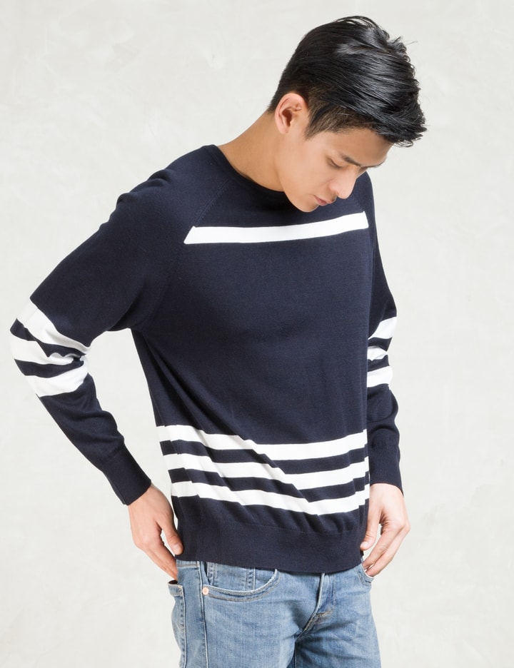 Navy/white Stripes Crewneck Pullover Sweater Placeholder Image