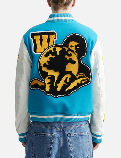 Off-White Vars World Leather Jacket Blue