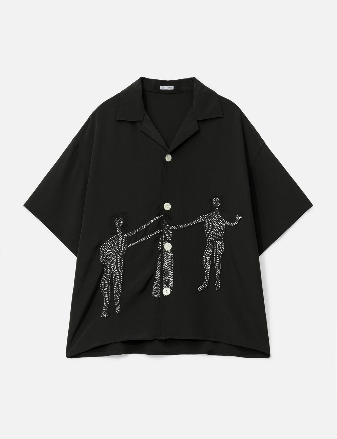 Black Short Sleeve Dancing Woman Silk Shirt view 8