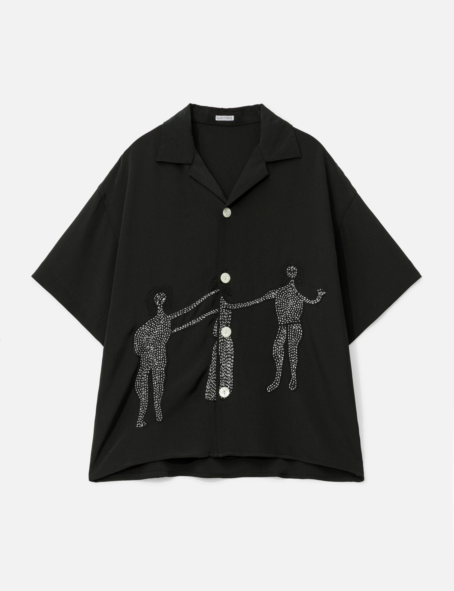 Black Short Sleeve Dancing Woman Silk Shirt view 19