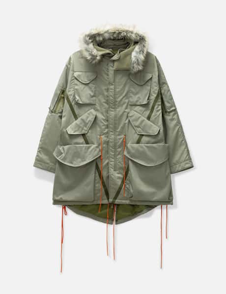 GREG LAUREN Army Nylon Fishtail Jacket