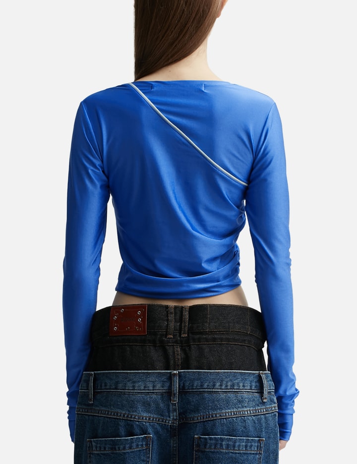 Shop Andersson Bell Elena Glitter Shirring Top In Blue