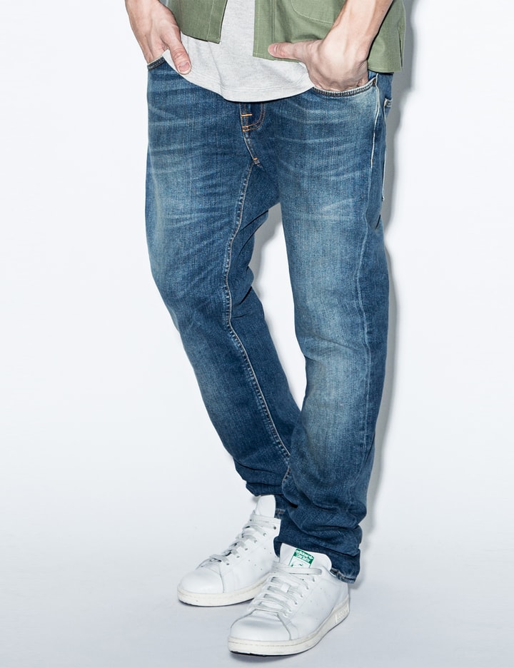 Blue Thin Finn Flood Used Denim Jeans Placeholder Image