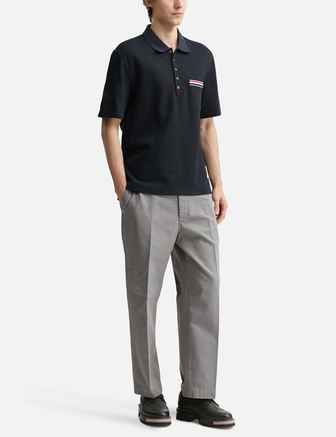 Textured Cotton Linen Rwb Embroidery Polo view 20