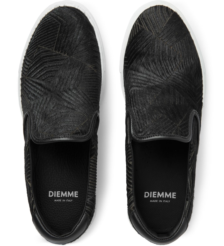 Black Lasercut Haircalf Garda Slip-On Shoes Placeholder Image