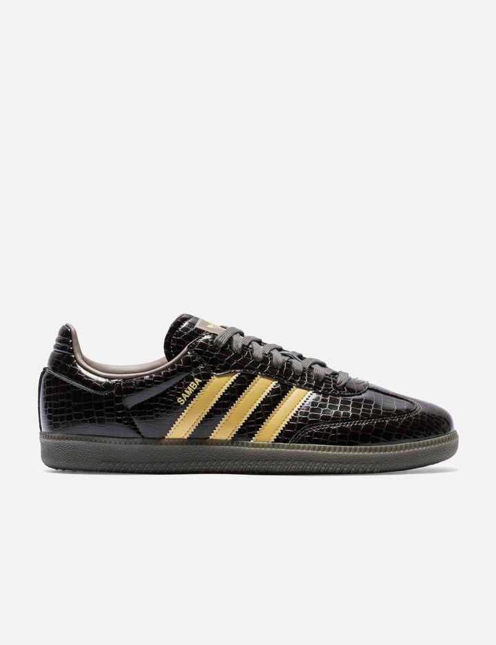 adidas Originals Samba OG Satin - Vintage-style satin sneakers in Shadow Olive | HBX adidas Originals Samba OG Satin - Vintage-style satin sneakers in Shadow Olive | HBX