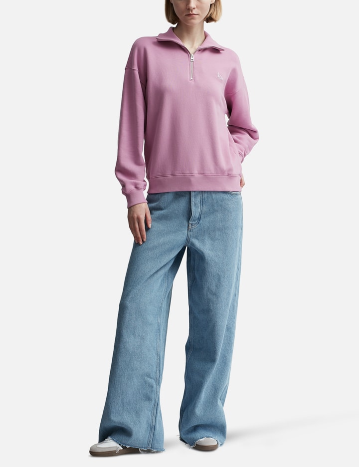 Shop Maison Kitsuné Baby Fox Patch Half Zip Sweatshirt In Pink