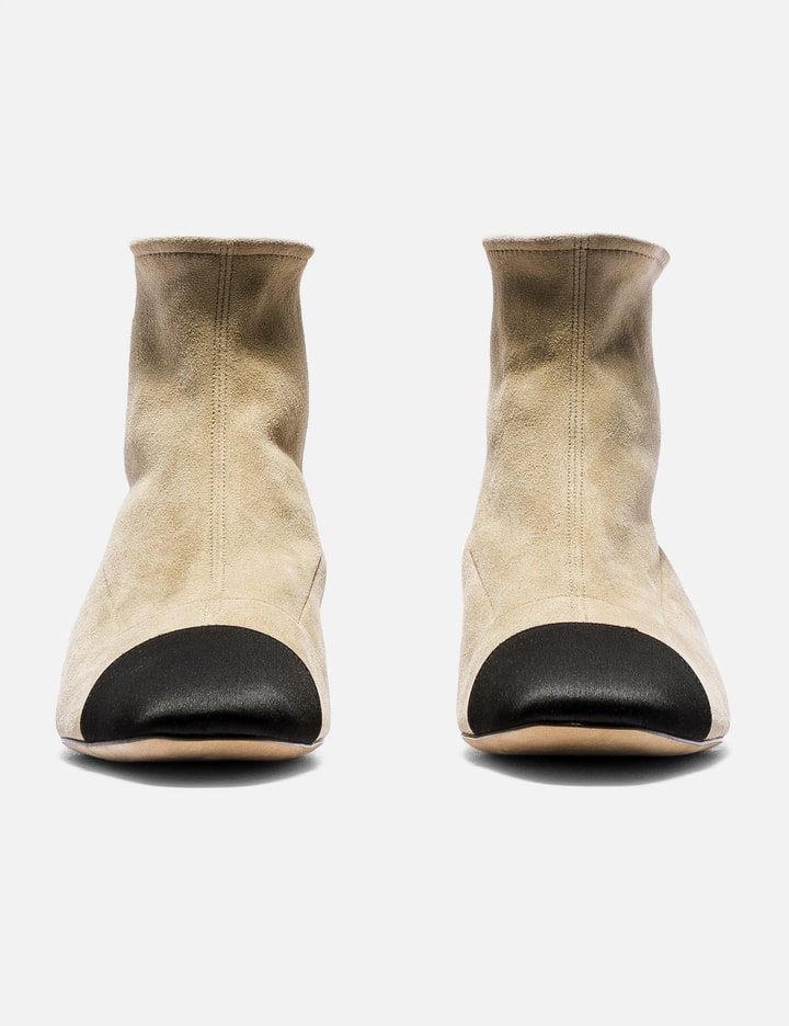 Suede & Satin Cap-toe Ankle Boots Placeholder Image