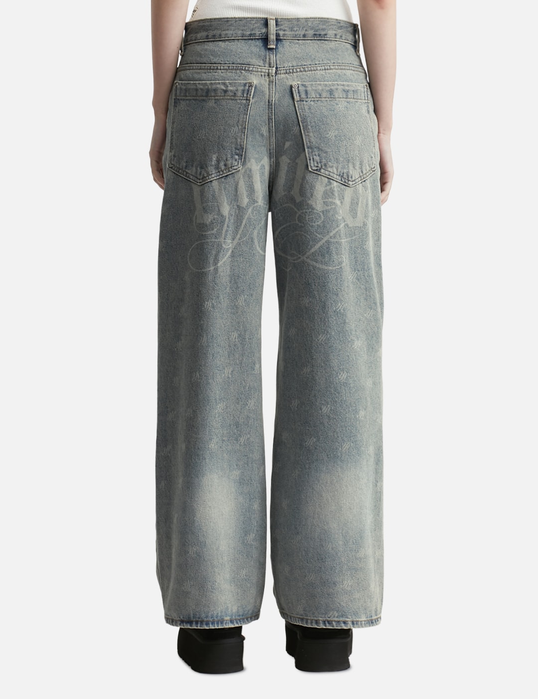 Logo Print Paneled Pants Blue view 10