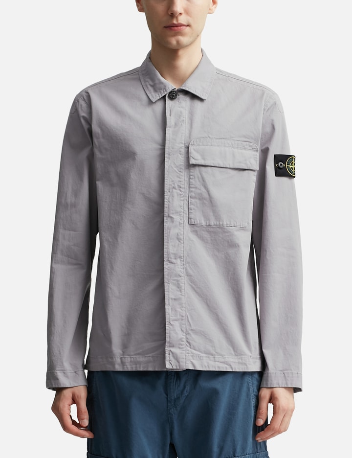 Shop Stone Island Supima® Cotton Twill Stretch-tc Regular Fit Overshirt In Grey