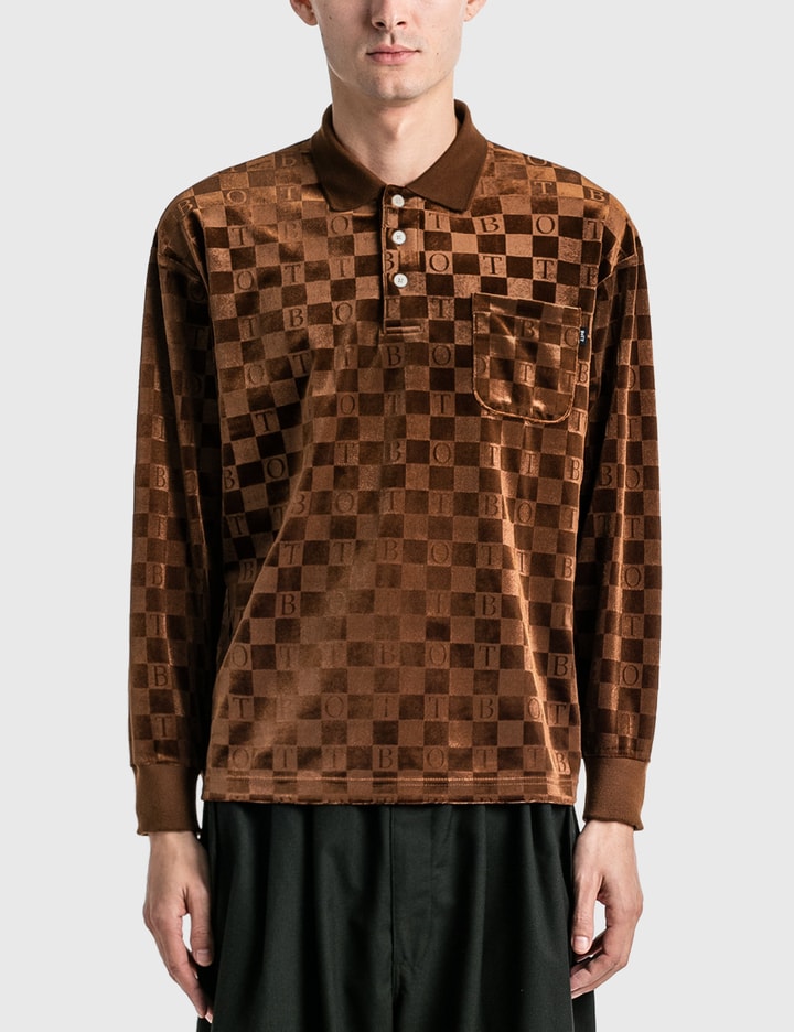 Louis Vuitton Black with Brown Checkerboard Bottom Polo Shirt