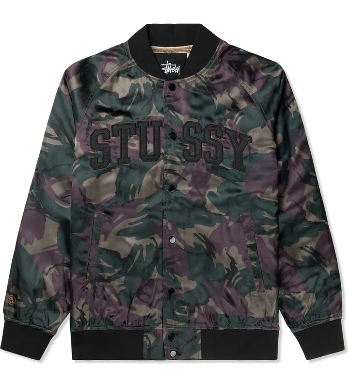 Wine Camo Satin Bomber Jacket Placeholder Image