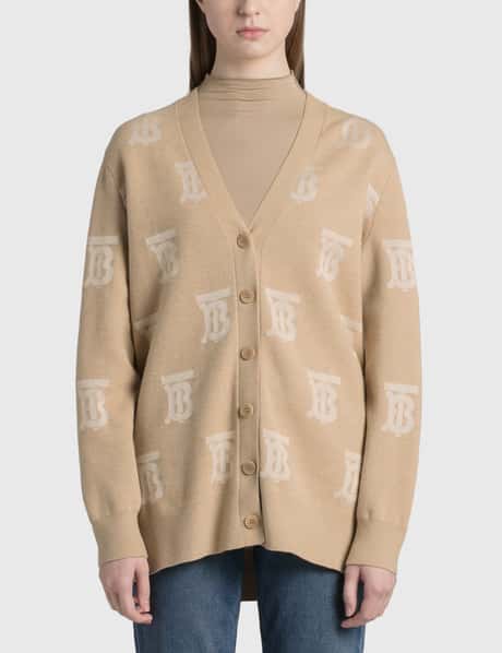 Burberry Monogram Wool Silk Blend Oversized Cardigan HBX