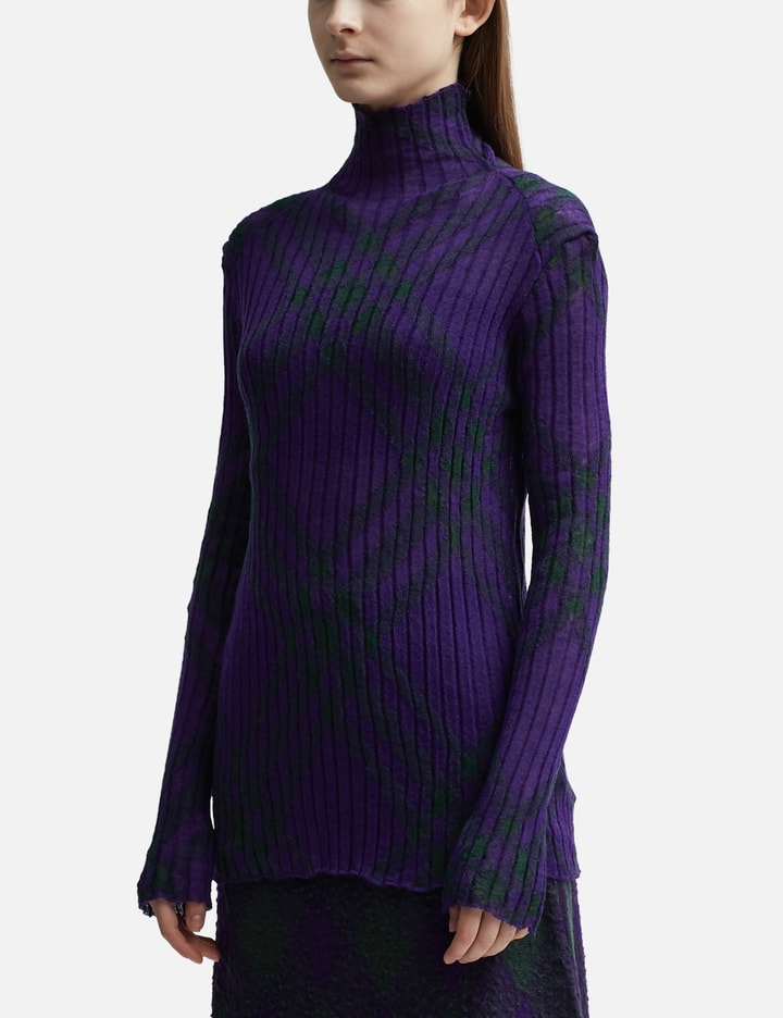 Shop Burberry Check Mohair Blend Sweater In Multicolor