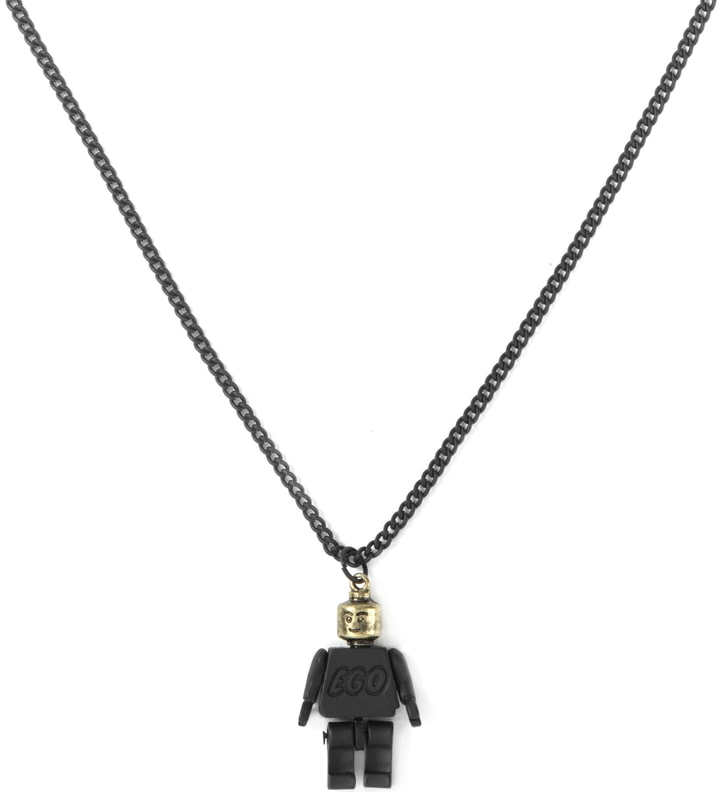 Black/Gold Miniature Moveable Toy Pendant Necklace Placeholder Image