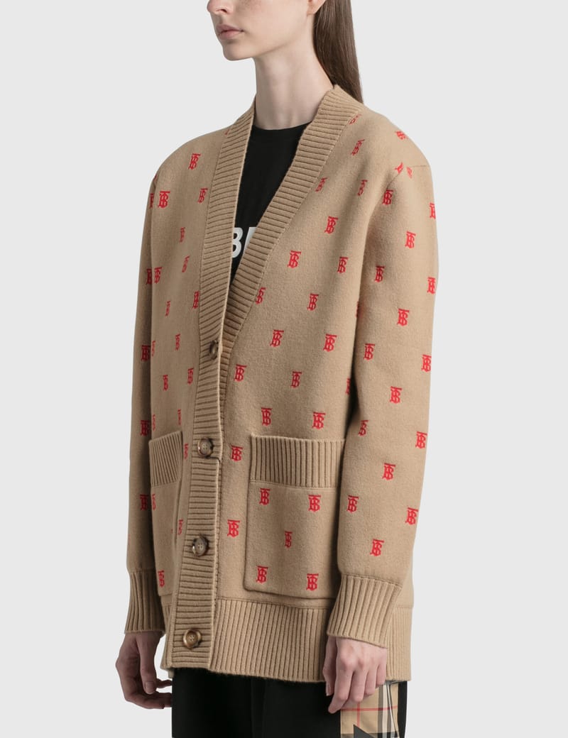 burberry monogram wool cashmere blend oversized cardigan