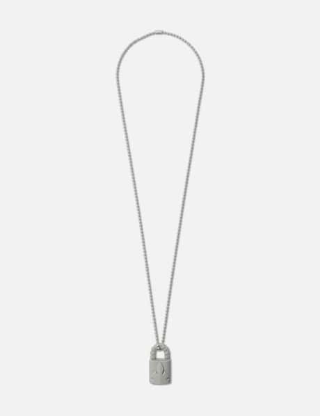 Chrome Hearts Silichrome Ch Padlock Fleurknee Pendant Necklace