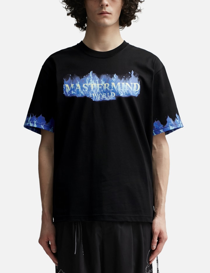 Shop Mastermind Japan Regular Fire Short Sleeve T-shirt In Black