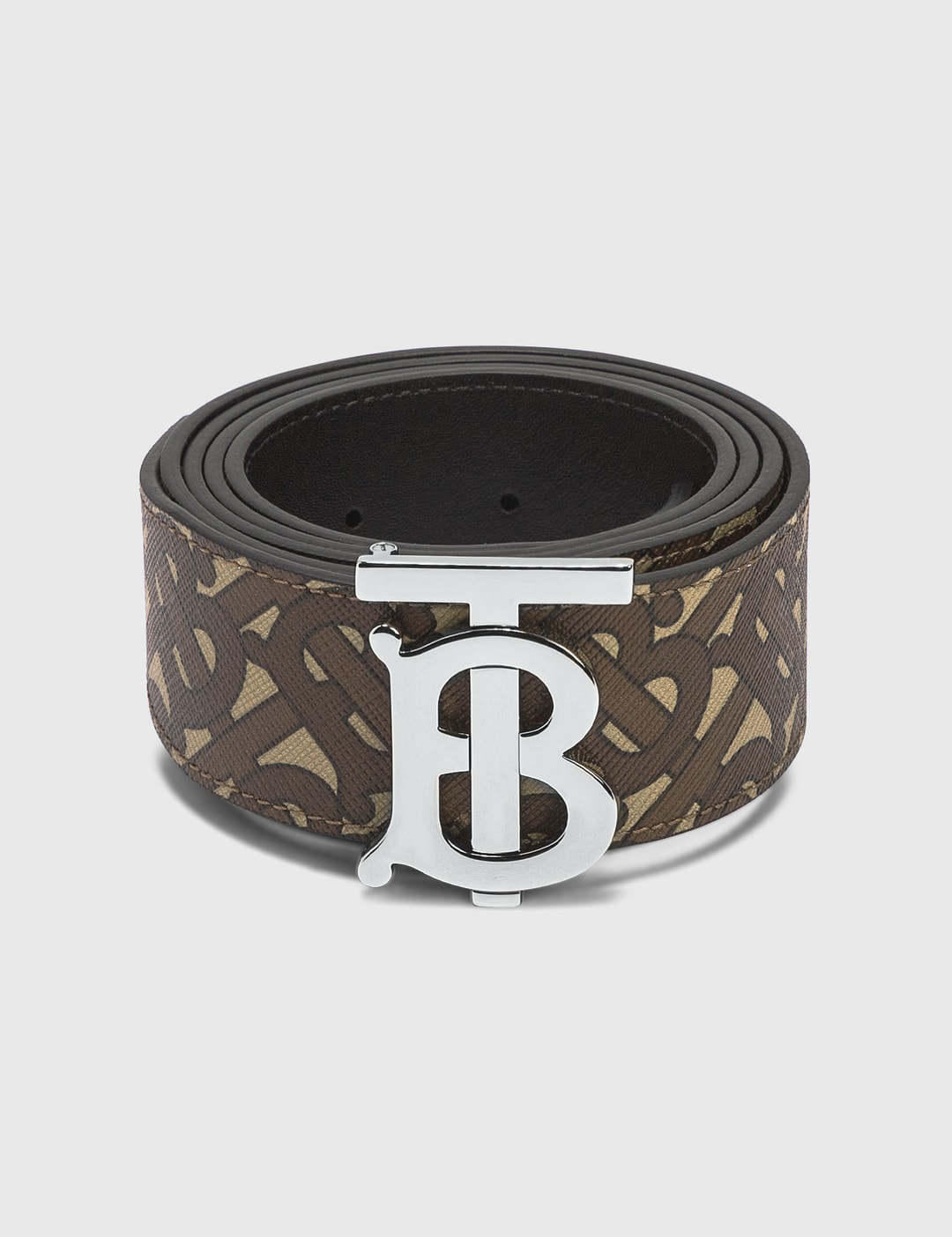 Burberry Monogram-Motif Leather-Trim Canvas Belt