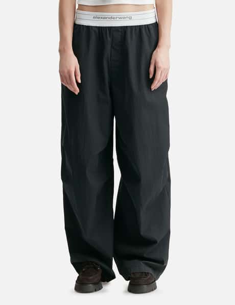 Mid-Rise Pleated Wide-Leg Pant With Logo Elastic Waist view 10